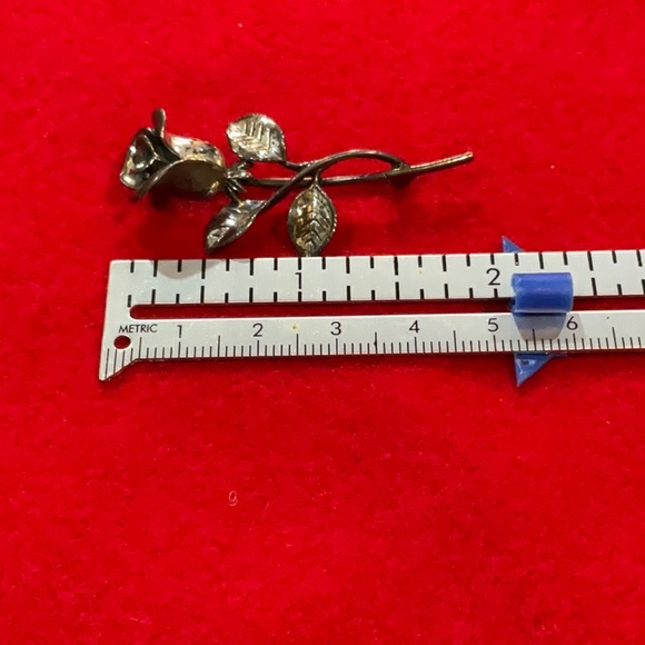 Floral rose vintage sterling silver women’s brooch pen - Picture 7 of 7